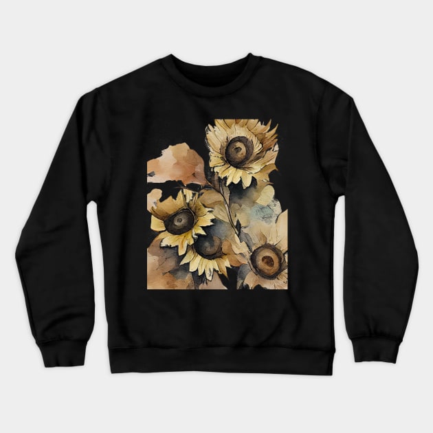 Sunflower watercolor #1 Crewneck Sweatshirt by RunAki